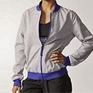 ADIDAS ST Perforated Heather Grey Purple Back Slit Track Jacket NEW Womens